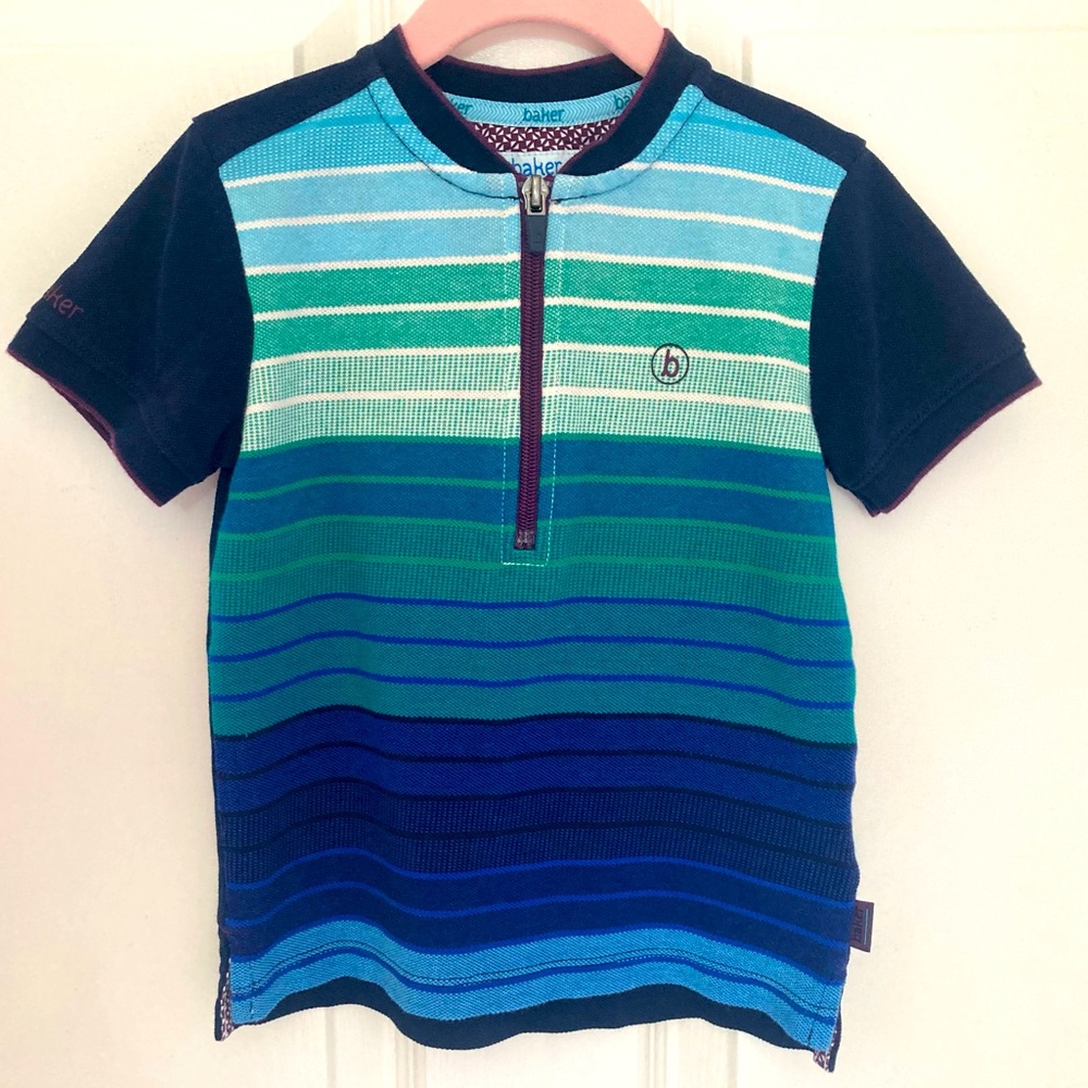Ted Baker striped half-zip shirt, 2-3 years